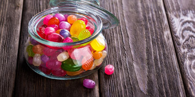 Bonbons mit Gummi Arabicum überzogen